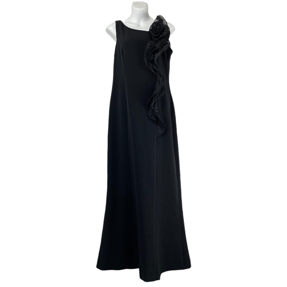 Karl Lagerfeld Long Black Ruffle Gown - Picture 3 of 9